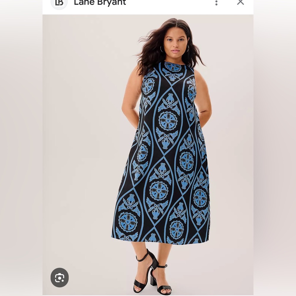 Lane Bryant Black and Blue Patterned Dress